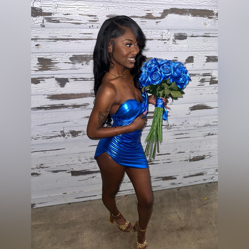 Blue birthday mini dress
